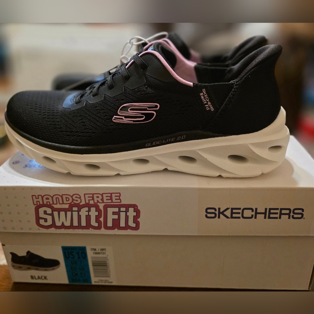 Skechers Women's Black & Pink Slip-On Athletic Sneakers - Picture 4 of 5